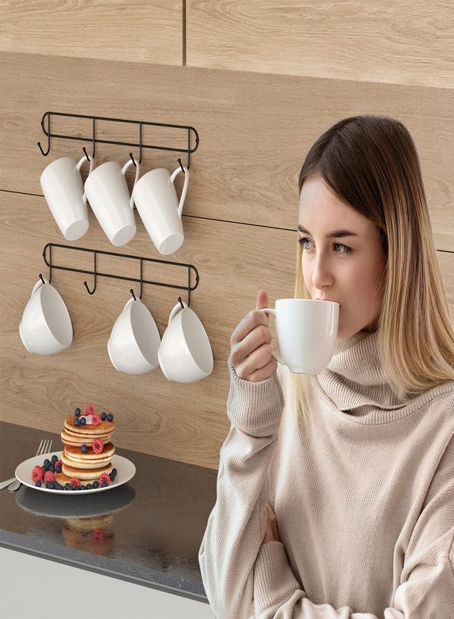 Tibres - Coffee Mug Rack Wall Mounted - Mug Holder - Coffee Cup Organizer - Mug Hanger - Coffee Cup Rack with Mug Hooks for Kitchen - Rustic Farmhouse Storage Tea Cup Hooks - Set of 2 - Black - Image 3